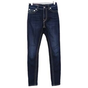 TRUE RELIGION Jennie Curvy High Rise Skinny Jean Dark Wash Stretch Women's 27